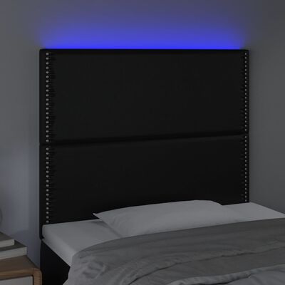 vidaXL Čelo postele s LED černé 90x5x118/128 cm umělá kůže