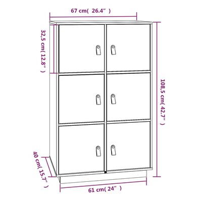 vidaXL Skříň highboard medově hnědá 67x40x108,5 cm masivní borovice