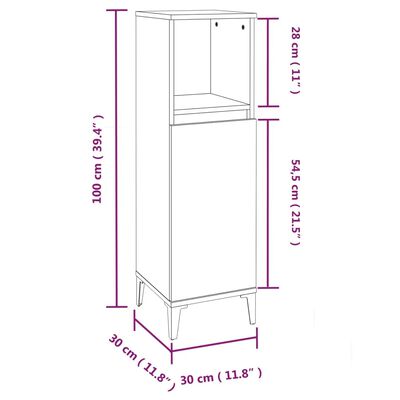 vidaXL Koupelnová skříňka černá 30 x 30 x 100 cm kompozitní dřevo