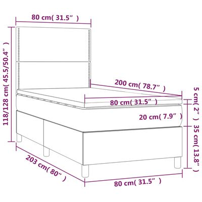 vidaXL Box spring postel s matrací světle šedá 80 x 200 cm textil