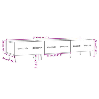 vidaXL TV skříňka betonově šedá 150 x 36 x 30 cm kompozitní dřevo