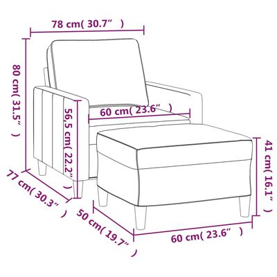 vidaXL Křeslo s podnožkou růžová 60 cm samet