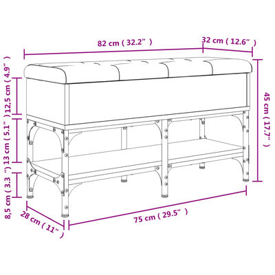 vidaXL Lavice s botníkem kouřový dub 82 x 32 x 45 cm kompozitní dřevo