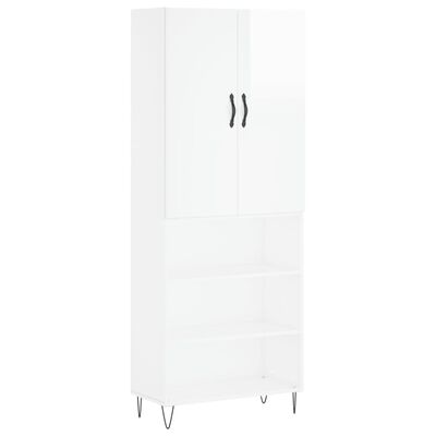 vidaXL Skříň highboard lesklá bílá 69,5 x 34 x 180 cm kompozitní dřevo