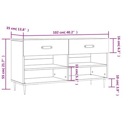 vidaXL Botník hnědý dub 102 x 35 x 55 cm kompozitní dřevo