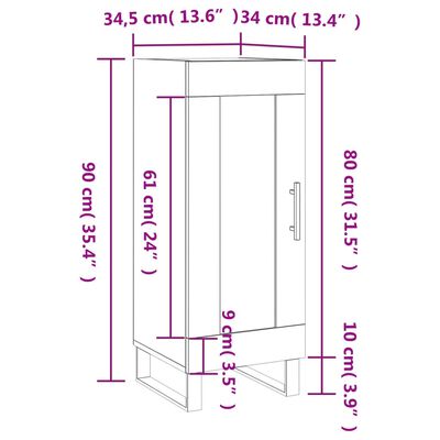 vidaXL Příborník kouřový dub 34,5 x 34 x 90 cm kompozitní dřevo