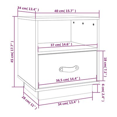 vidaXL Noční stolky 2 ks černé 40 x 34 x 45 cm masivní borové dřevo