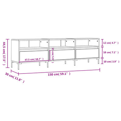 vidaXL TV skříňka černá 150 x 30 x 44,5 cm kompozitní dřevo