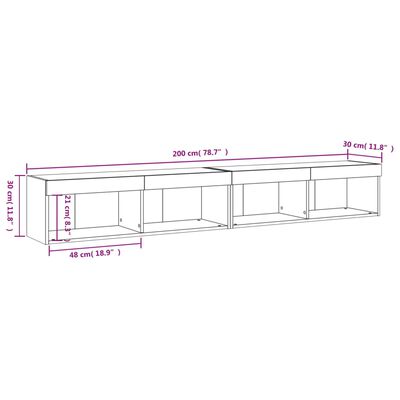 vidaXL TV skříňky s LED osvětlením 2 ks bílé 100 x 30 x 30 cm