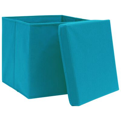 vidaXL Úložné boxy s víky 4 ks 28 x 28 x 28 cm bledě modré