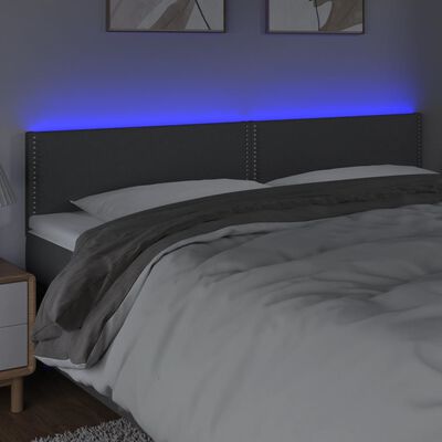 vidaXL Čelo postele s LED tmavě šedé 160x5x78/88 cm textil