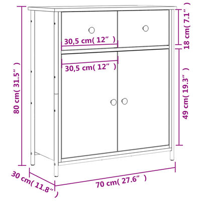 vidaXL Příborník kouřový dub 70 x 30 x 80 cm kompozitní dřevo