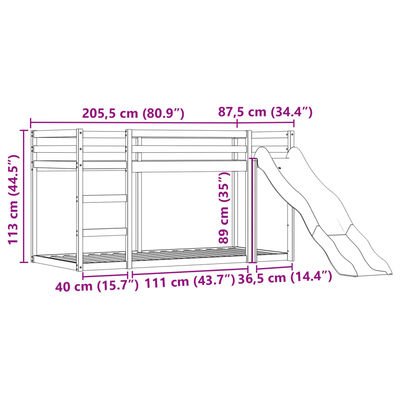 vidaXL Patrová postel se skluzavkou a závěsy růžová 80 x 200 cm