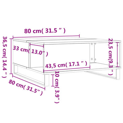 vidaXL Konferenční stolek bílý 80 x 80 x 36,5 cm kompozitní dřevo