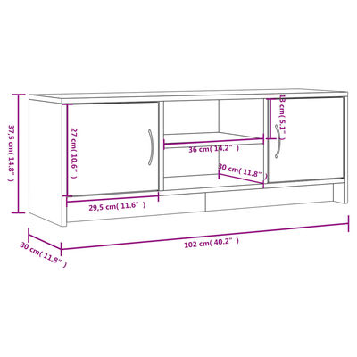 vidaXL TV skříňka kouřový dub 102x30x37,5 cm kompozitní dřevo