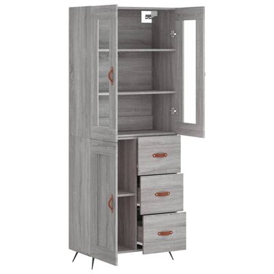 vidaXL Skříň highboard šedá sonoma 69,5 x 34 x 180 cm kompozitní dřevo