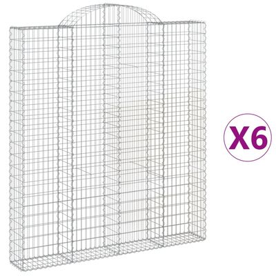 vidaXL Klenuté gabionové koše 6 ks 200x30x220/240cm pozinkované železo