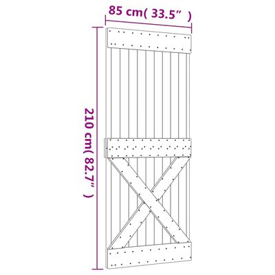 vidaXL Posuvné dveře s kováním 85 x 210 cm masivní borové dřevo