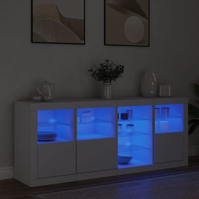 vidaXL Příborník s LED osvětlením bílý 164 x 37 x 67 cm