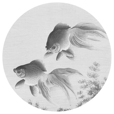 WallArt Kruhová tapeta Two Goldfish 142,5 cm