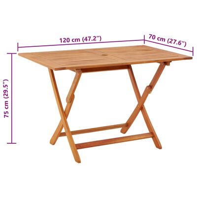 vidaXL Skládací zahradní stůl 120x70x75 cm masivní eukalyptové dřevo