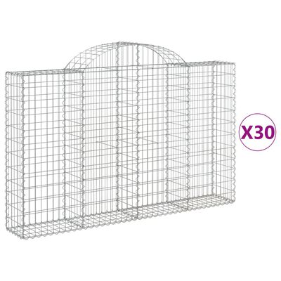 vidaXL Klenuté gabionové koše 30ks 200x30x120/140cm pozinkované železo