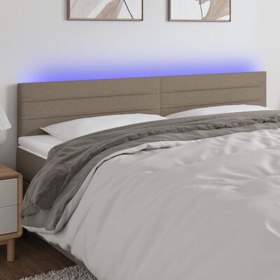 vidaXL Čelo postele s LED taupe 200x5x78/88 cm textil