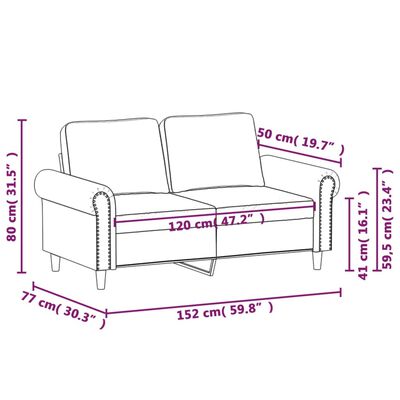 vidaXL 2místná pohovka světle šedá 120 cm samet