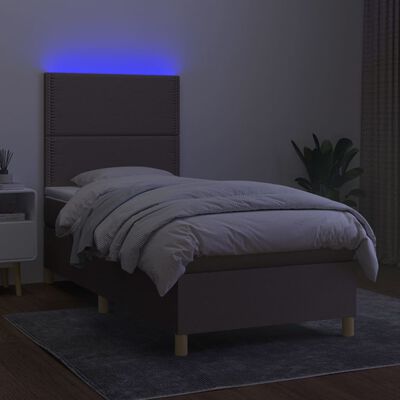 vidaXL Box spring postel s matrací a LED taupe 80 x 200 cm textil