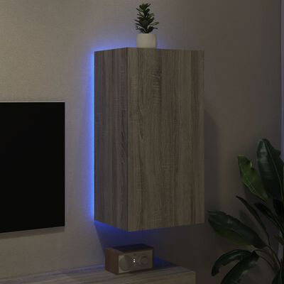 vidaXL Nástěnná TV skříňka s LED osvětlením šedá sonoma 40,5x35x80 cm