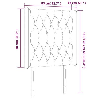 vidaXL Čelo postele s LED modré 83 x 16 x 118/128 cm textil