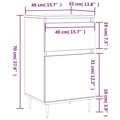 vidaXL Příborník kouřový dub 40 x 35 x 70 cm kompozitní dřevo