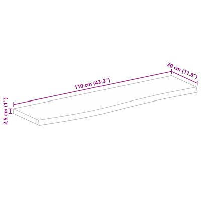 vidaXL Stolní deska 110x30x2,5 cm živá hrana hrubé mangovníkové dřevo