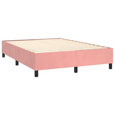 vidaXL Box spring postel s matrací růžová 140x200 cm samet