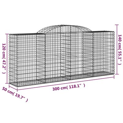 vidaXL Klenuté gabionové koše 9 ks 300x50x120/140cm pozinkované železo