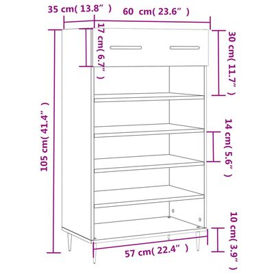 vidaXL Botník betonově šedý 60 x 35 x 105 cm kompozitní dřevo