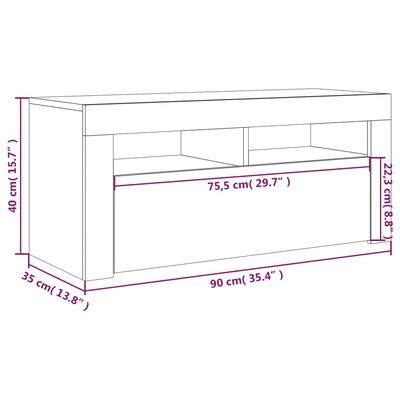 vidaXL TV skříňka s LED osvětlením šedá sonoma 90 x 35 x 40 cm