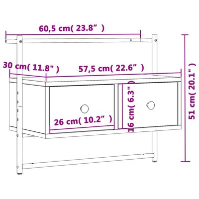 vidaXL TV skříňka nástěnná šedá sonoma 60,5x30x51 cm kompozitní dřevo