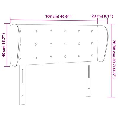 vidaXL Čelo postele typu ušák tmavě šedé 103x23x78/88 cm samet