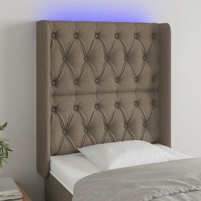 vidaXL Čelo postele s LED taupe 83 x 16 x 118/128 cm textil