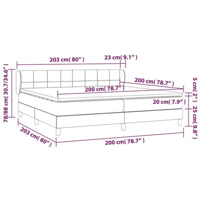 vidaXL Box spring postel s matrací světle šedá 200x200 cm samet