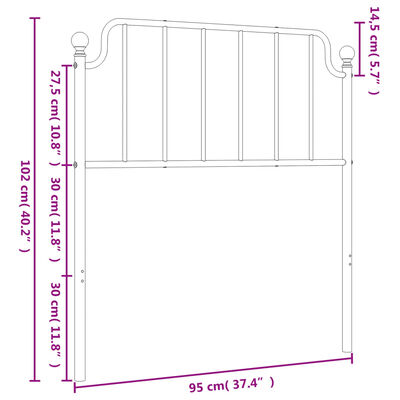 vidaXL Kovové čelo postele bílé 90 cm