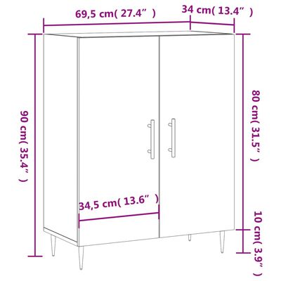 vidaXL Příborník černý 69,5 x 34 x 90 cm kompozitní dřevo