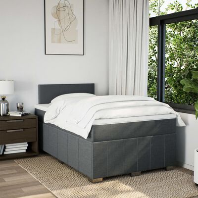 vidaXL Box spring postel s matrací tmavě šedá 120x190 cm textil