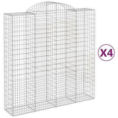 vidaXL Klenuté gabionové koše 4 ks 200x50x200/220cm pozinkované železo