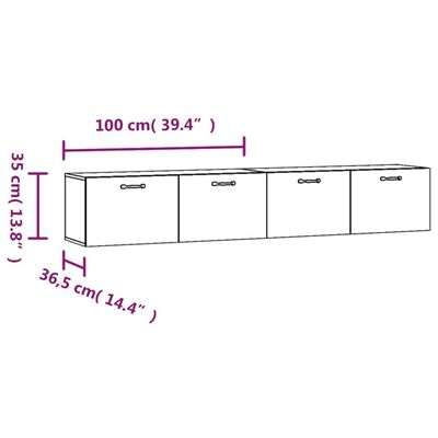 vidaXL Nástěnné skříňky 2 ks černé 100 x 36,5 x 35 cm kompozitní dřevo