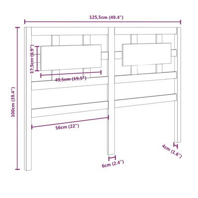 vidaXL Čelo postele medově hnědé 125,5 x 4 x 100 cm masivní borovice