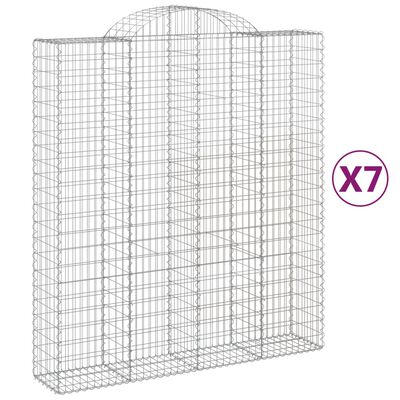 vidaXL Klenuté gabionové koše 7 ks 200x50x220/240cm pozinkované železo