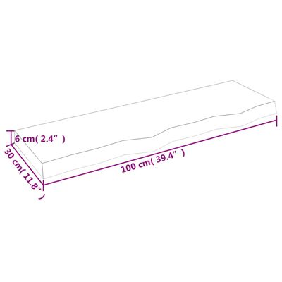 vidaXL Koupelnová deska tmavě hnědá 100x30x(2-6) cm ošetřený masivní