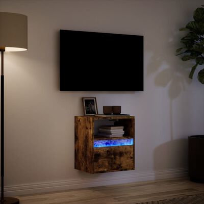 vidaXL Nástěnná TV skříňka s LED osvětlením kouřový dub 41x31x45 cm